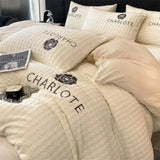 elvesmall  Thickened milk plush four piece bed set for winter light luxury high-end bedding, suede sheets, and duvet covers