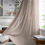 elvesmall Curtains for Living Room Bedroom Kitchen Home Decoration Bay Window  Curtains American Style Coffee Color Striped Cotton Linen