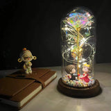 elvesmall  LED Enchanted Galaxy Rose Eternal 24K Gold Foil Flower With Fairy String Lights In Dome For Christmas Valentine's Day Gift