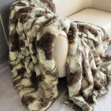 elvesmall  Geometric jacquard Faux Fur winter Blanket Plush bed cover sofa blankets bed plaid sofa cover for home christmas decorations