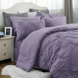 elvesmall  Comforter Set Grayish Purple - Cal King Bed Set 7 Pieces,King Bedding Set with Comforters, Sheets, Pillowcases Shams