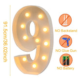 elvesmall 91.5cm LED Marquee Light Up Number Lights White Marquee Number Lights Sign for Wedding Decor Birthday Anniversary Party Supplies