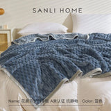 elvesmall  Solid Color Grid Blanket Towel Blanket Coral Velvet Sofa Cover Blanket Air Conditioning Nap Blanket Plush Throw Bedspread