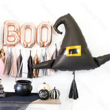 elvesmall 1/2/5Pcs Witch Hat Foil Balloons Aluminum Helium Large Halloween Black Witch Hat Balloons for Birthday Halloween Decoration 2024