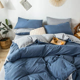 elvesmall Solid Color Bedding Set Duvet Cover Flat Sheet Pillowcases Home Textile Pillowcases For Adults Kids Simple Bed Linen