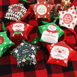 elvesmall 8pcs Star Shape Christmas Candy Box DIY Paper Treat Gift Boxes with Ribbon Merry Christmas Boxes Bag for Home New Year Navidad