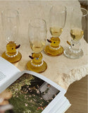 elvesmall Creative Cartoon Cute Happy Duckling Water Cup Pearl Necklace Decorative Glass European-style Transparent Champagne Cups Fashion