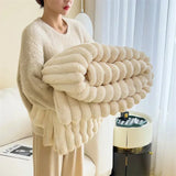 elvesmall  New Imitation Rabbit Velvet Autumn Warm Blankets for Beds Soft Fluffy Coral Fleece Throw Blankets for Sofa Warmth Bed Sheets