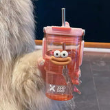 elvesmall -  600/900ml Sport Water Bottle With Straw Handle Cute Plastic Large Cup Drinking Ice Coffee Tea Juice Gym Travel Portable Cups