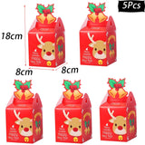 elvesmall Merry Christmas Paper Boxes Treat Boxes For Candy Cookie Apple Box Navidad New year Christmas Decoration Gift Box Bag Kerst noel