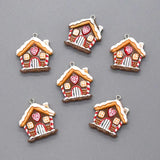 elvesmall 10pcs Christmas Snow House Resin Charms Kawaii Cartoon Pendant For Earring DIY Jewelry Make
