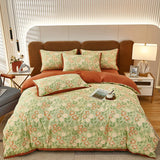 elvesmall Class A Mother Baby Grade Washed Cotton Linen Bedding Set,A/B Side,1 Duvet Cover  2 Pillowcases,Breathable Skin Friendly Soft