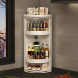 elvesmall Kitchen Rotating Storage Rack Corner Shelf 360° Rotateable Household Layered Adjustable Shelf Organizer Spice Cans Bottle Holder