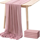 elvesmall Dusty Rose Chiffon Table Runner 70*300CM Wedding Dining Table Decoration Romantic Table Runner For Wedding Party Xmas