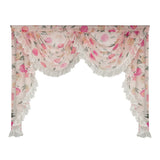 elvesmall 1PC Pink Honey Peach Valance Voile Wavy Curtain Head Lace Bottom Custom Window Panel Drape for Living Room
