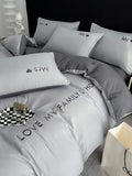 elvesmall Nordic Luxury Egyptian Cotton Bedding Set King Queen Double Twin Size with Sheet Duvet Cover Pillowcases 1/2 People Bed Linens