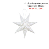 elvesmall Hollow Star Hanging Pendant Light Eid Mubarak Ramadan Kareem Decoration 2024 paper Lantern Islamic Muslim Party Supplies wedding