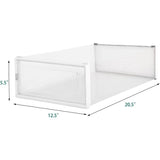elvesmall 12-Piece Boot Shoe Storage Box, Stackable Clear Plastic  Organizer with  Door 20.5"  12.5"  5.5"