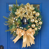 elvesmall 30cm Christmas Wreath With Lantern Front Door Garland With Large Bow Seasonal Ornament Christmas Decoration For Front Door Wall