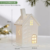 elvesmall Christmas ceramic house pendant LED light-emitting hollow Christmas scene window ornament Christmas gift