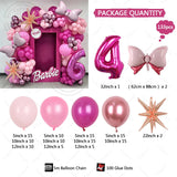 elvesmall 133Pcs Pink Bow Set Garland Arch Style 32 Inch 1-9 Foil Ball Latex Balloon Birthday Party Decoration for Children and Girls