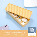 elvesmall Cable Storage Box Transparent Plastic Data Line Storage Container for Desk Stationery Multifunctional headset Data charging line