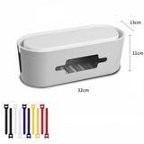 elvesmall Cable Storage Box Power Strip Wire Case Anti Dust Charger Socket Organizer Network Line Storage Bin Charger Wire Management