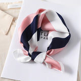 elvesmall Women Small Satin Silk Scarf Square Print Wrap Foulard Femme Handkerchief Bandana Neck Hair Skinny Tie Scarves Shawls