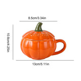 elvesmall Pumpkin Creative Water Cup Ceramic Cup With Lid Exquisite Breakfast Oatmeal Cup Scalding-proof Milk Cups Halloween Coffee Mug