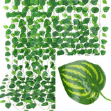 elvesmall  Artificial Green Ivy Leaf Rattan Creeper Leaves Vine Hanging Garland DIY Fake Flowers Plants for Garden Wedding Party Home Decor