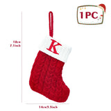 elvesmall Christmas Socks Knitting Snowflake Letter Stocking Christmas Decoration For Home 2024 Xmas Tree Ornament Gift Navidad Natal 2024
