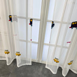 elvesmall  Cartoon Embroidery Car Curtain for Boys Kids Bedroom Sheer Voile Drape Window Treatment Home Decoration Custom