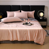 elvesmall  Silk Summer Cool Quilt  New Washed Air Conditioning Quilt Ice Silk Summer Quilt Four Piece Bed Sheet and Comforter Blanket