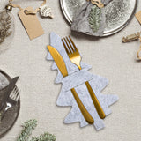 elvesmall 4/8pcs Christmas Knife Fork Holder Felt Xmas Tree Star Shape Pocket Cutlery Bag New Year Party Dinner Table Decoration Organizer