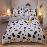 elvesmall Cute Beautiful 100% Cotton Bedding Set: 1 Duvet Cover 2 Pillowcases 1 Fitted Sheet, Soft Breathable for Single or Couple Bed