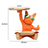 elvesmall  Bulldog Cool Sculpture Dog Ornament Butler Storage Box with Tray Nordic Table Decoration Resin Animal Sculpture Coin Piggy Bank