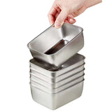 elvesmall Stainless Steel Food Storage Serving Trays Rectangle Sausage Noodles Fruit Dish With Cover Home Kitchen Organizers Food Containe