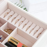 elvesmall Fashion Leather Jewelry Box Case Jewelry Package Storage Large Space Jewelry Ring Necklace Bracelet