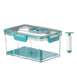 elvesmall  Vacuum Food Storage Container Transparent Fridge Organizer with Drain Net Large Capacity Food Dispenser for Kitchen Storage Box