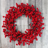 elvesmall Christmas Decoration Wreaths for Front Door Handmade Cypress Leaf Red Berry Pine Wreath Xmas Home Wall Window Decor