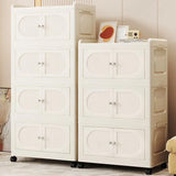 elvesmall Multi-Layer Folding Storage Cabinet, Double Door Storage Box, Transparent Shelf, Home and Bathroom