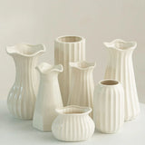 elvesmall White Modern Ceramic Vases Water-grown Flowers Dried Flowers Decorative Ornaments Living Room Table Ornaments Flower Ware North