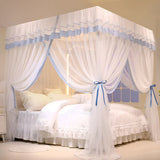 elvesmall  Cream Mousse Mosquito Net Square Luxury Mosquito Bedding Net Tent Romantic bed canopy Full perimeter mosquito proof