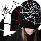 elvesmall Fashion Knitting Spider Web Design Hat for Men Women Pullover Pile Cap Y2k Goth Warm Beanie Hats New Hip-hop Street Cap