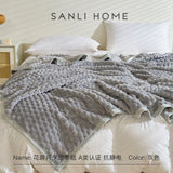 elvesmall  Solid Color Grid Blanket Towel Blanket Coral Velvet Sofa Cover Blanket Air Conditioning Nap Blanket Plush Throw Bedspread