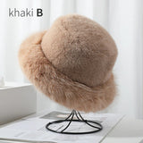 elvesmall y2k Fluffy Faux Fur Bucket Hat Women Rabbit Fur Warm Thick Plush Winter Hat Lady Luxury Fashion Party Panama Fisherman Cap