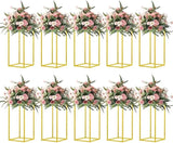 elvesmall  10 pcs Column Vases Gold Centerpieces for Table Metal Flower Stand Centerpieces for Tables Party Floral Stands for Flowers