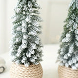 elvesmall Mini Christmas Tree Artificial Small Snow Pine Xmas Tree Decorations New Year Party Ornaments Gifts Home Table Decor