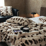 elvesmall  Luxury Faux Fur warm blanket for Winter double layer thickened Blankets for Bed Plaid Plush Sofa Blankets Microfiber bedding