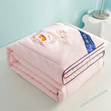 elvesmall Cool Ice Silk Thin Quilt Soybean Fiber High Quality Cold Bedding Quilts for Summer Mechanical Wash Quilted Comforter Queen Size